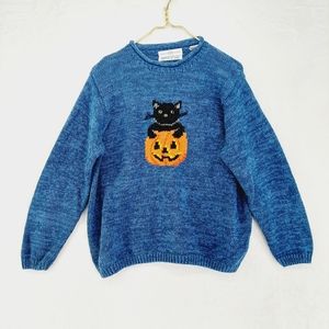 Marisa Christina Hand-Knitted Pumpkin Cat Sweater P952